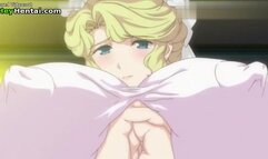 Sexy busty babe gives oral sex