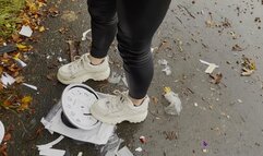 crushing two ugly clocks