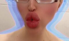 Licking tits in shower with my long tongue