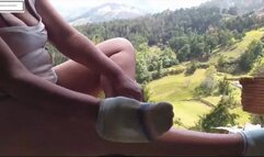 Dirtyblackhot Itching socked feet outside