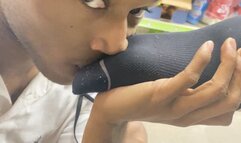 Black socks nike slides sniffed