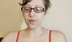 Sexy Goddess D Smoking Marlboro Red 100 in Bright Red Bra and Glasses