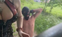 Spitting in face smoking and anal fucking outdoor nature femdom