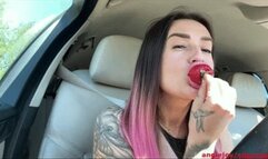 She filling belly while riding fast mp4