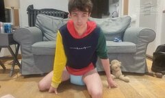 Solo Diaper Twink Humps His Diaper