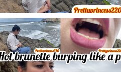 Hot brunette burping like a pig