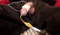 Orgasm wearing snowsuit using estim device with Foley Catheter inserted