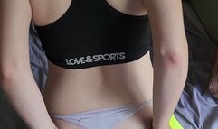 Stripping out of my workout clothes for him to fill me with cock!