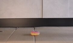 Italian girlfriend pregnant 90 kg 198 lbs crush mini donuts barefoot