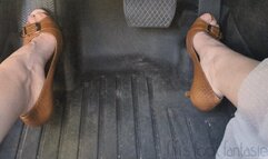 Fifi pedal pumping in open toe heels and a skirt replay