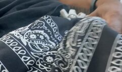 Skinny guy edging big black dick with cumshot