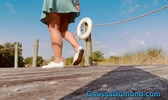 On the dock at the Clothing optional resort stretching and flexing in sheer Leohex