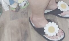 In daisy slippers Tempest Jones flexes hard