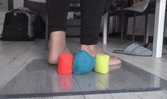 Italian Girlfriend - Play dough crush fetish by size 11 girl barefoot footrpint