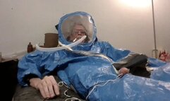 Awake Intubated on vent enjoying estim in Hazmat and snowsuits being milked