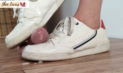 White sneakers shoejob, cock crush, 4K