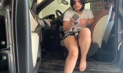 pedal pumping with high-heeled silver sandals