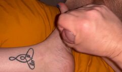 Custom: jacking him off on my feet while he watches my revving video