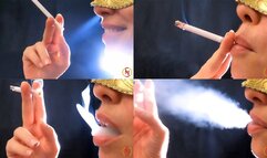 Smoking Muratti red 100s side closeup