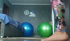 Jumping on 3 gym beam balls