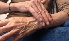 Veined and oiled hands