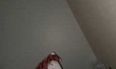 Cat cosplay, dildo play, view under transparent chair