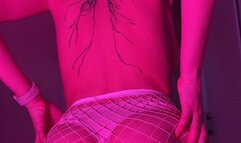 Twerking in fishnet tights and titsjob with ahegao