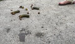 Flat sandals step on pickles