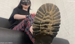 Nasty muddy boots domination, smoking and spitting