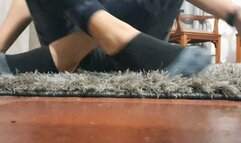 Goddess Stella trying her super sexy mini stockings socks showing her divine foot soles