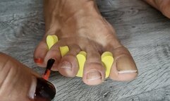 miss milf veiny strong feet care polish nails toes foot ASMR sound cutting my thick toe nails beauty feet nails painting by my self