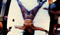 Overhead Shot of Little Bleu J's fucked while tied to bed