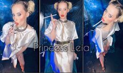 Princess Leia smokes a super long Eve 200