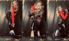 Your sexy leather Queen smokes 2 marlboro 100 at once in high heels while u sit on the floor like a good dog