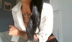 Dyke Bitch Boss Pees + Begs for White Cock