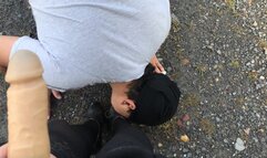 Slave blowjob misstress in black stockings femdome