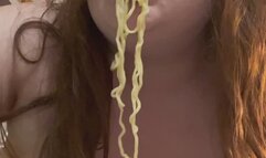 a little belly play and some ramen slurping