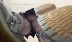 A Shoe fetish Dream Upskirt and underglass Views on Doc Martens boots and Nylons - boot fetish