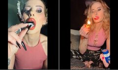 2 clips 1st smoking a black devil 2nd smoking a Marlboro red