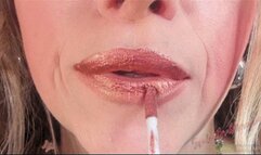 Metallic Bronze Lipstick Lips Smelling (HD) WMV