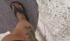 Walking in flip-flops on a hot sunny day