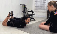 Officers in satin panties have some fun playing on the job part 1 of 2