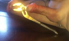 Big pliers stuffed inside huge cock painfull dick torture