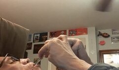 Awake self intubation in snowsuit connected to a ventilator