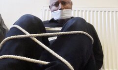 Detective CleaveGagged held in a Room Black Shirt and Trussed up and OTM Gagged