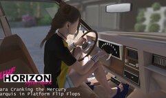 Kara Cranking the Mercury Marquis in Platform Flip Flops 1080p