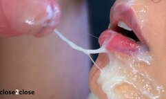 CLOSE UP: Wet blowjob on an ALPHA big cock and massive cumshot in mouth