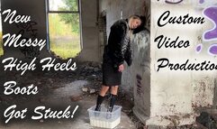 Sexy SweetLana in High Heels Boots Got Stuck in Non-Newtonian Fluid, High Heels Boots Stuck, Messy Boots