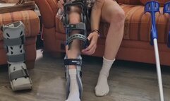 OUCH! My leg! With knee orthosis and vacoankle, I walk on crutches
