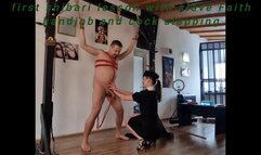 Mistress Antonias and Faith - First shibari lesson with slave Faith - whipping and teasing with gloves - part 4